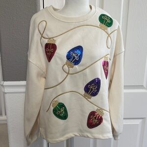 NWT State of Mind Cream Sequin Sweatshirt - Size medium